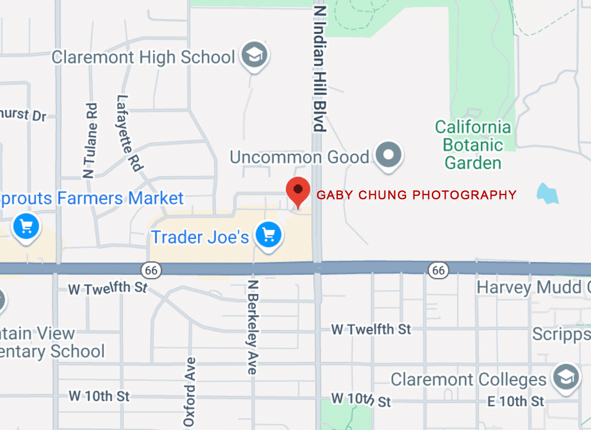 map of baby photographer's studio in claremont